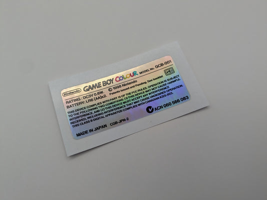 Gameboy Colour label sticker Holographic (UK Spelling)