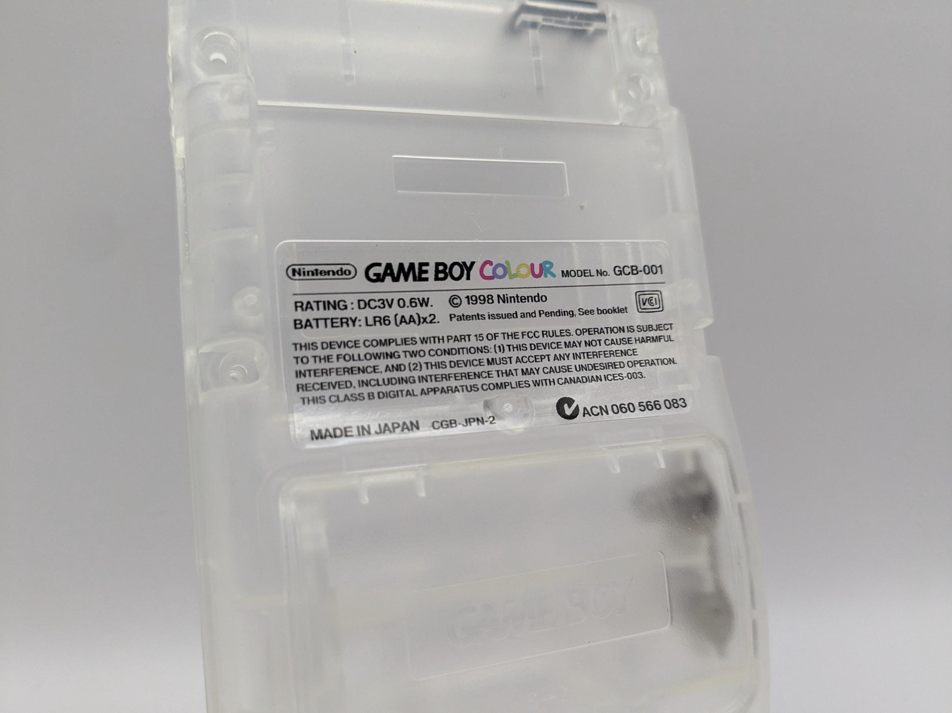 Gameboy Colour label sticker Clear Black Text (UK Spelling)