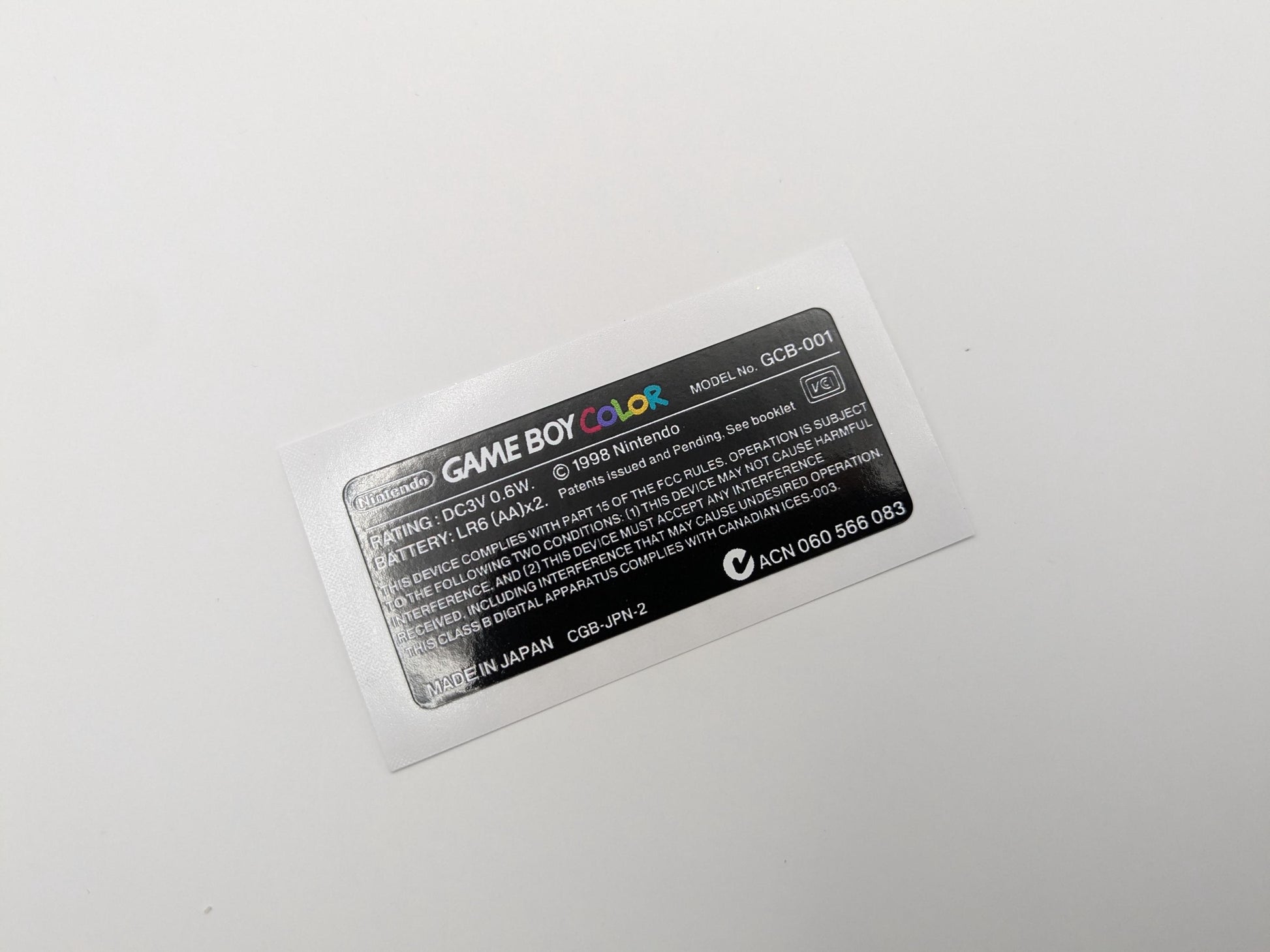 Gameboy Color label sticker Black