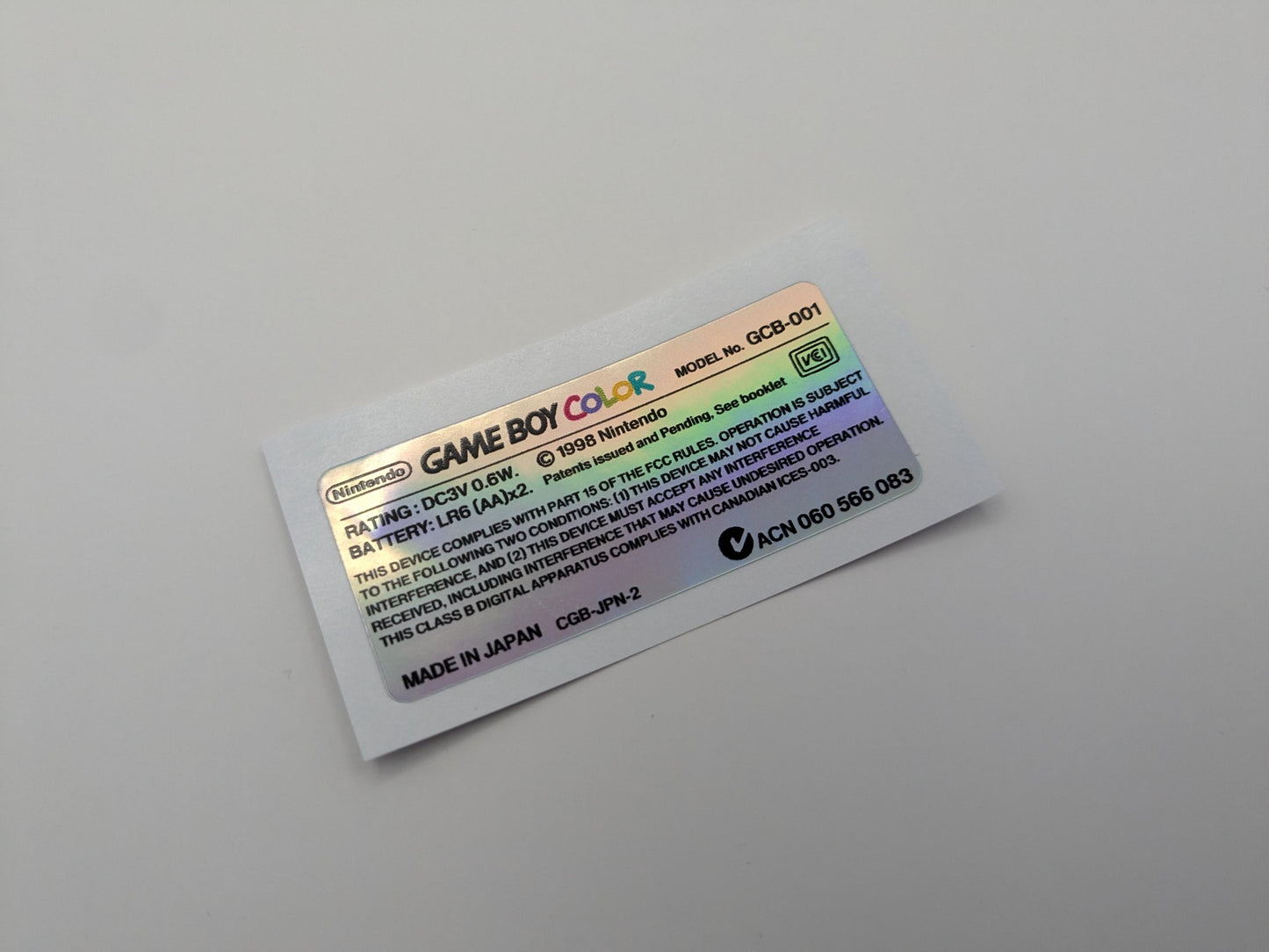 Gameboy Color label sticker holographic