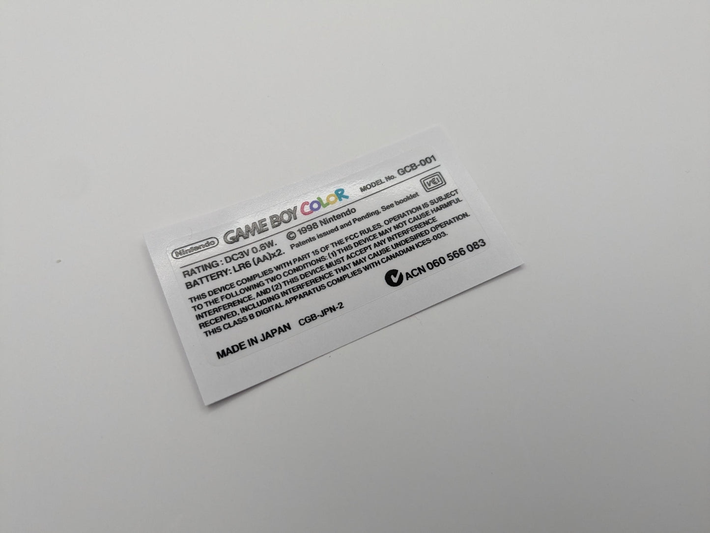 Gameboy Color label sticker Clear