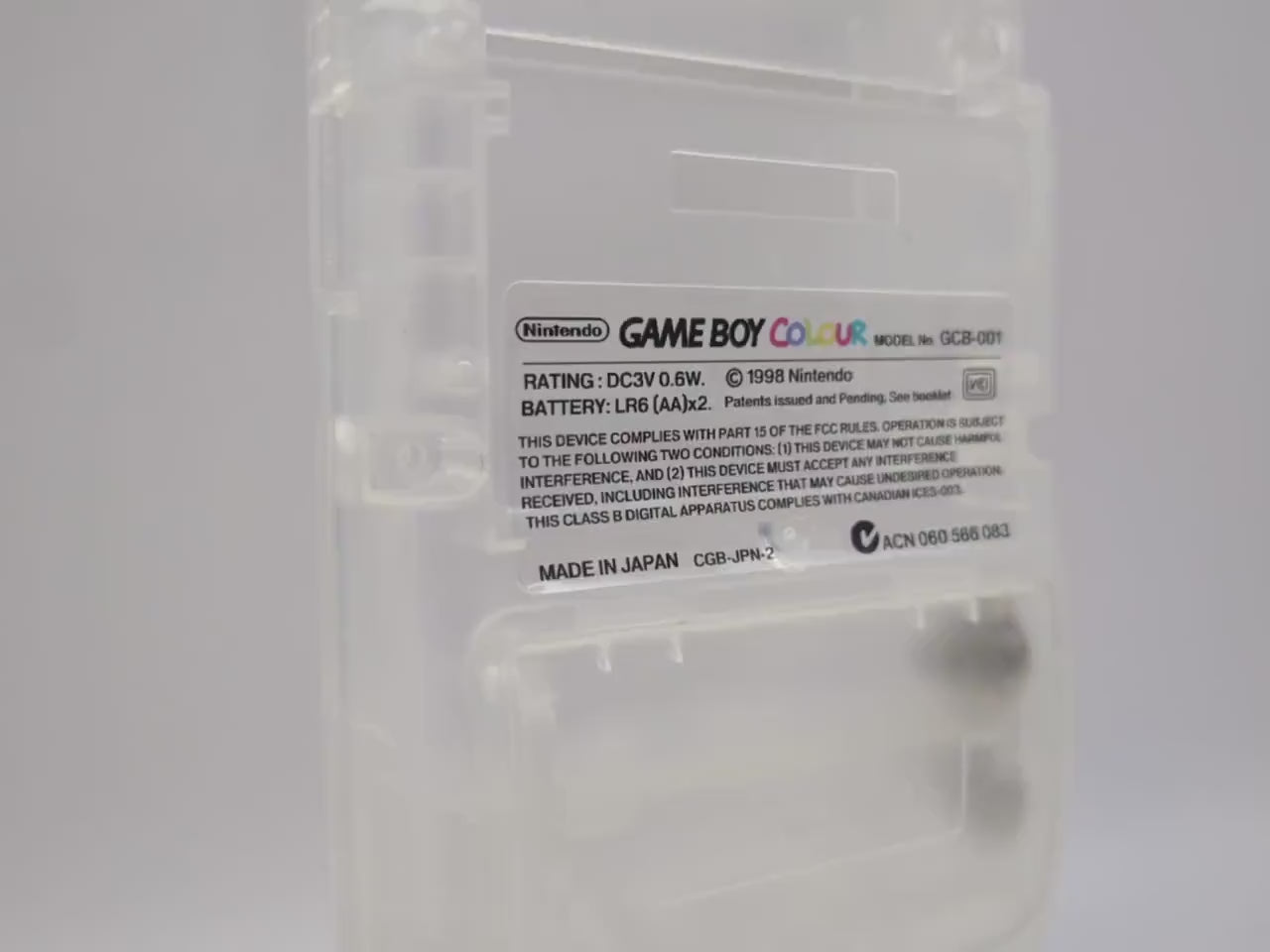 Gameboy Colour label sticker Clear Black Text (UK Spelling)